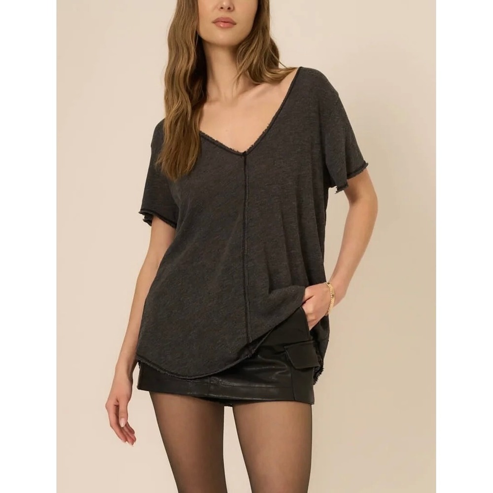 Project Social T Wearever Tshirt Charcoal Dark Grey Cotton V-Neck Oversized M